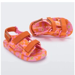 MINI MELISSA NWT PING PONG BABY SANDALS PINK/ORANGE SZ 8
